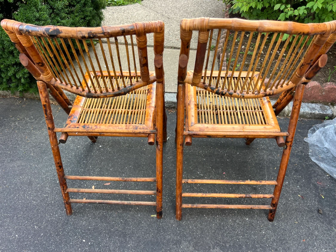 Pair of Bamboo Folding Chairs - photo 4