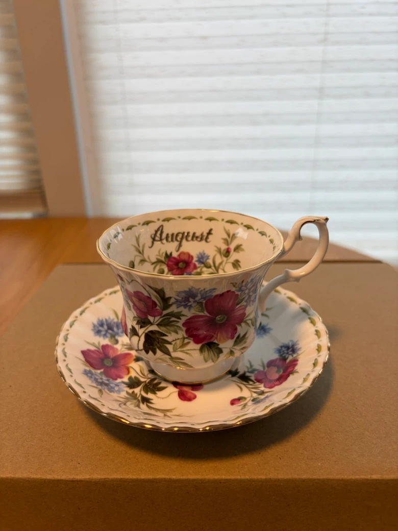 Royal Albert August Poppy Teacup and Saucer Set