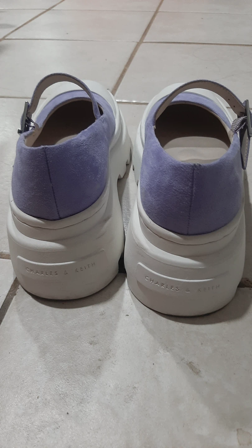 Charles & Keith Lavender & White Platform Mary Janes