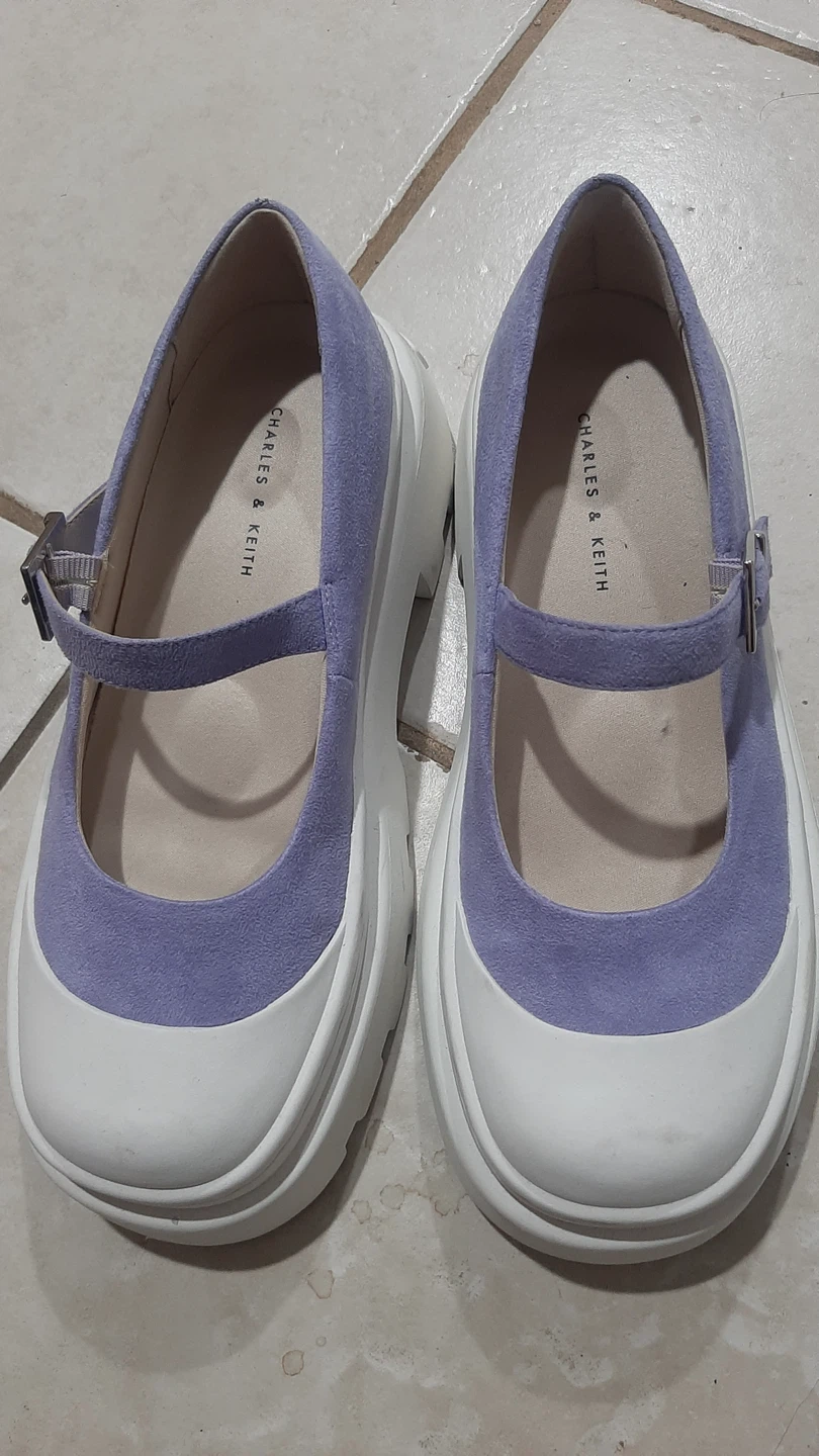 Charles & Keith Lavender & White Platform Mary Janes - photo 2