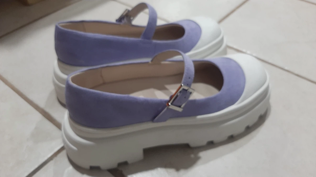 Charles & Keith Lavender & White Platform Mary Janes - photo 3