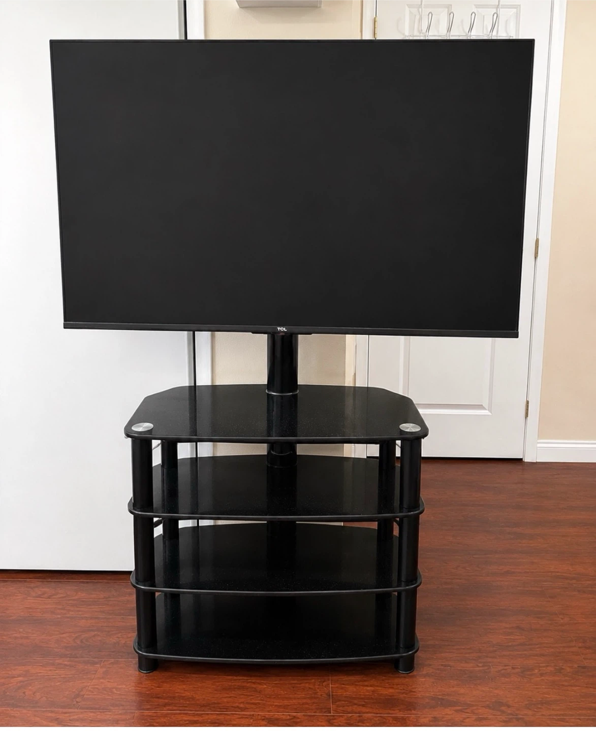 Black Glass Corner TV Stand – Excellent Condition
