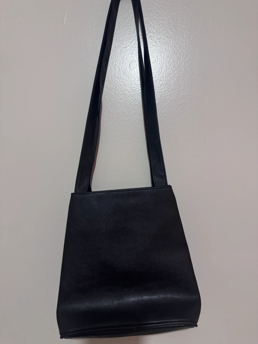 Black Faux Leather Shoulder Bag