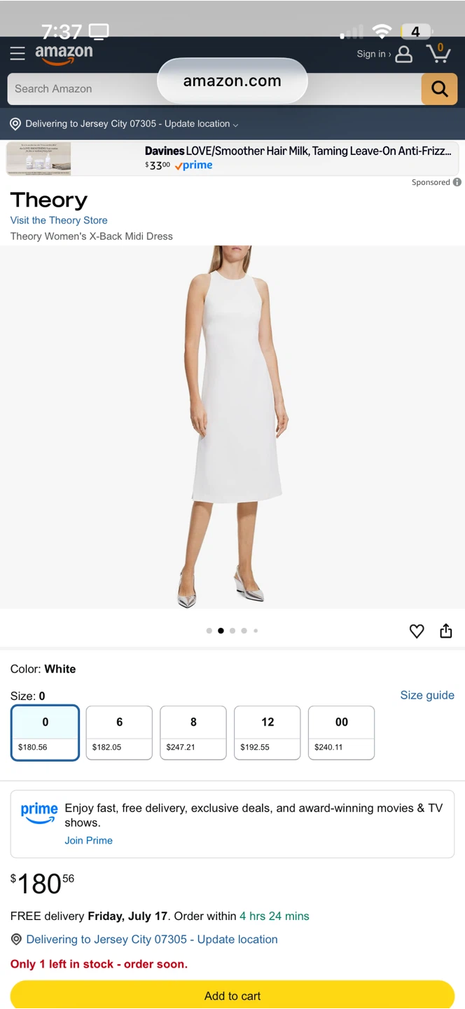 Theory Women's X-Back Midi Dress White Size 2