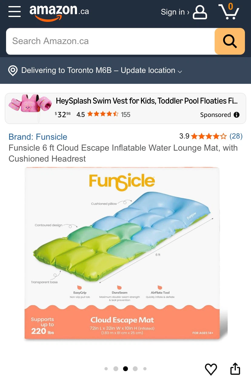Funsicle 6 ft Cloud Escape Inflatable Water Lounge Mat - photo 2