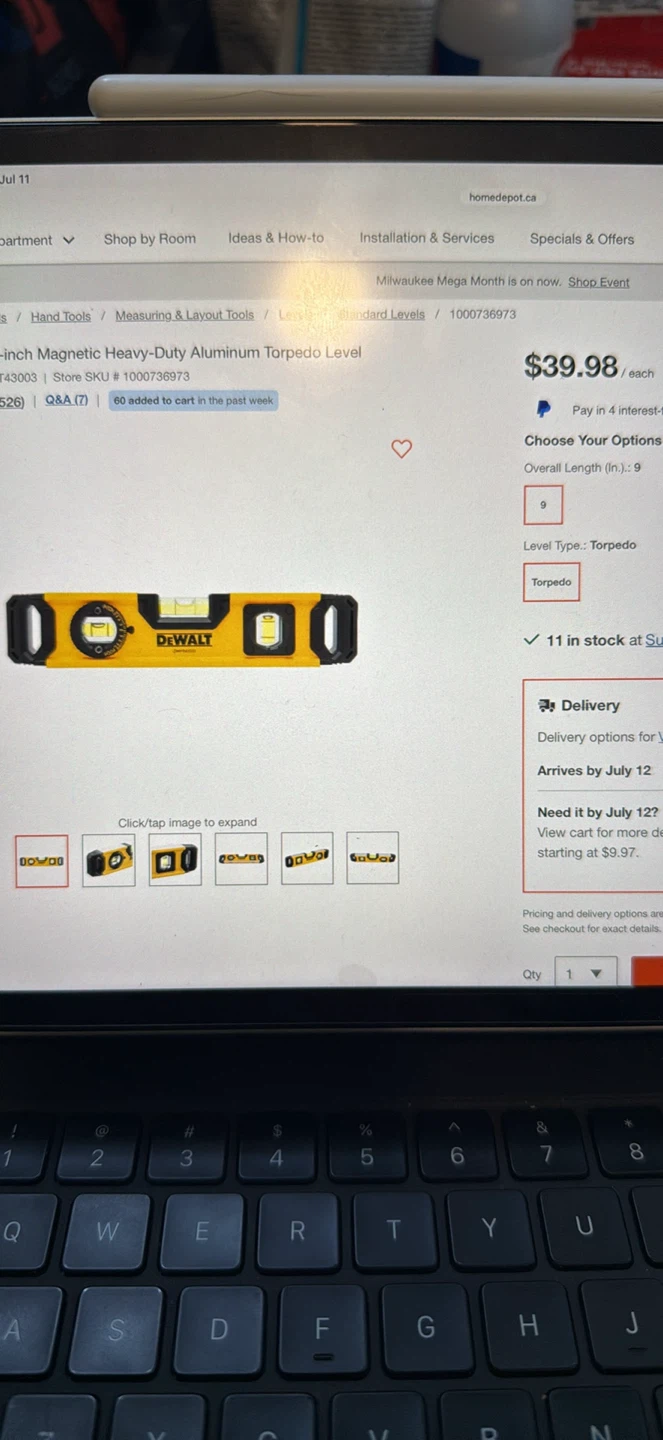 9-inch DeWalt Magnetic Heavy-Duty Aluminum Torpedo Level