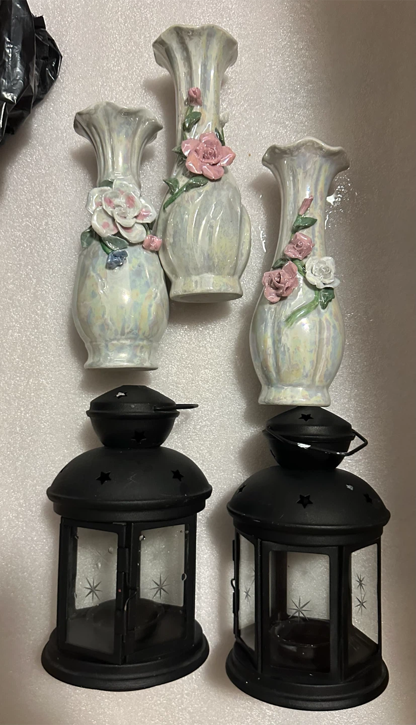 3 Decorative Vases and 2 Black Lanterns (Ad up = Available)