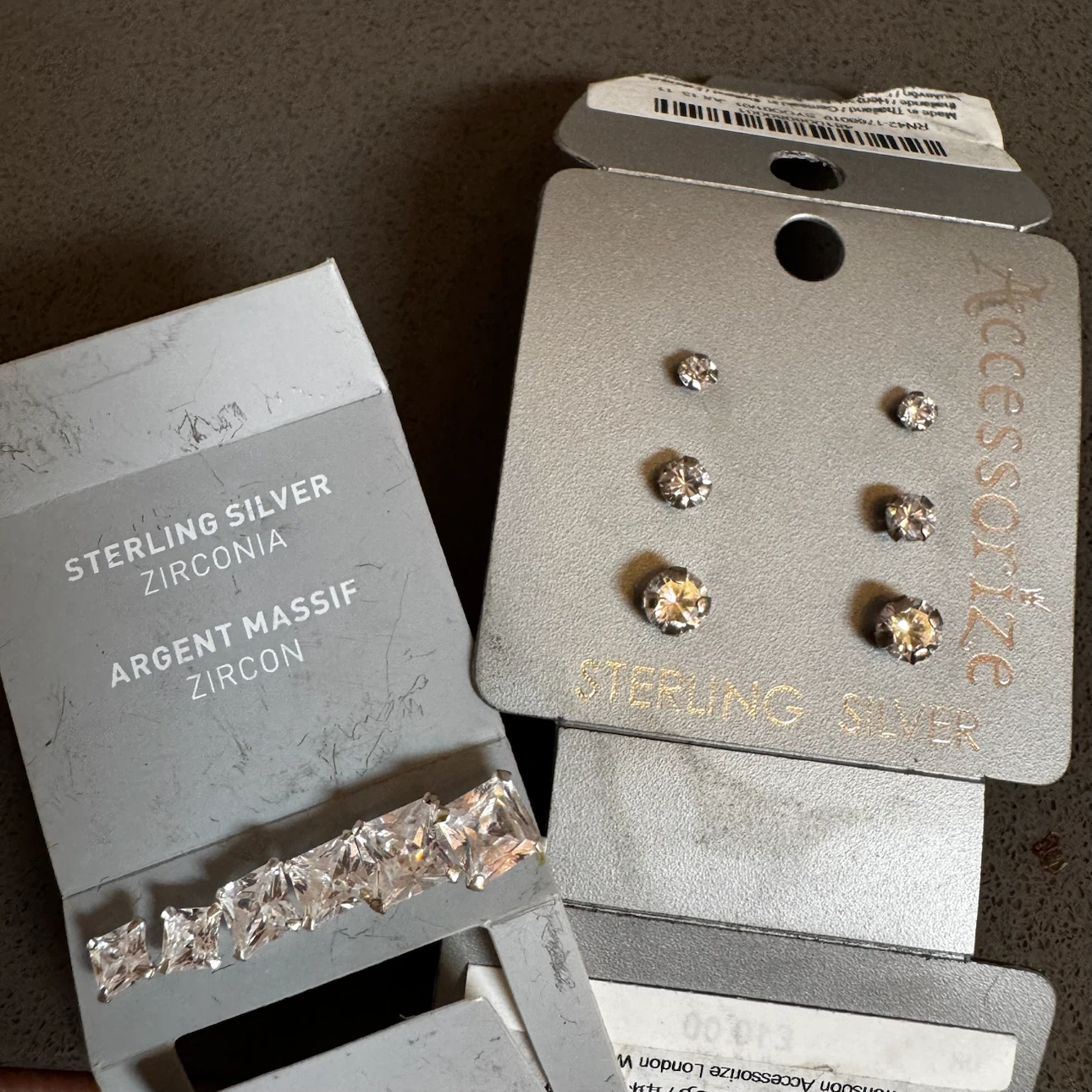 2 sets stg silver/CZ studs