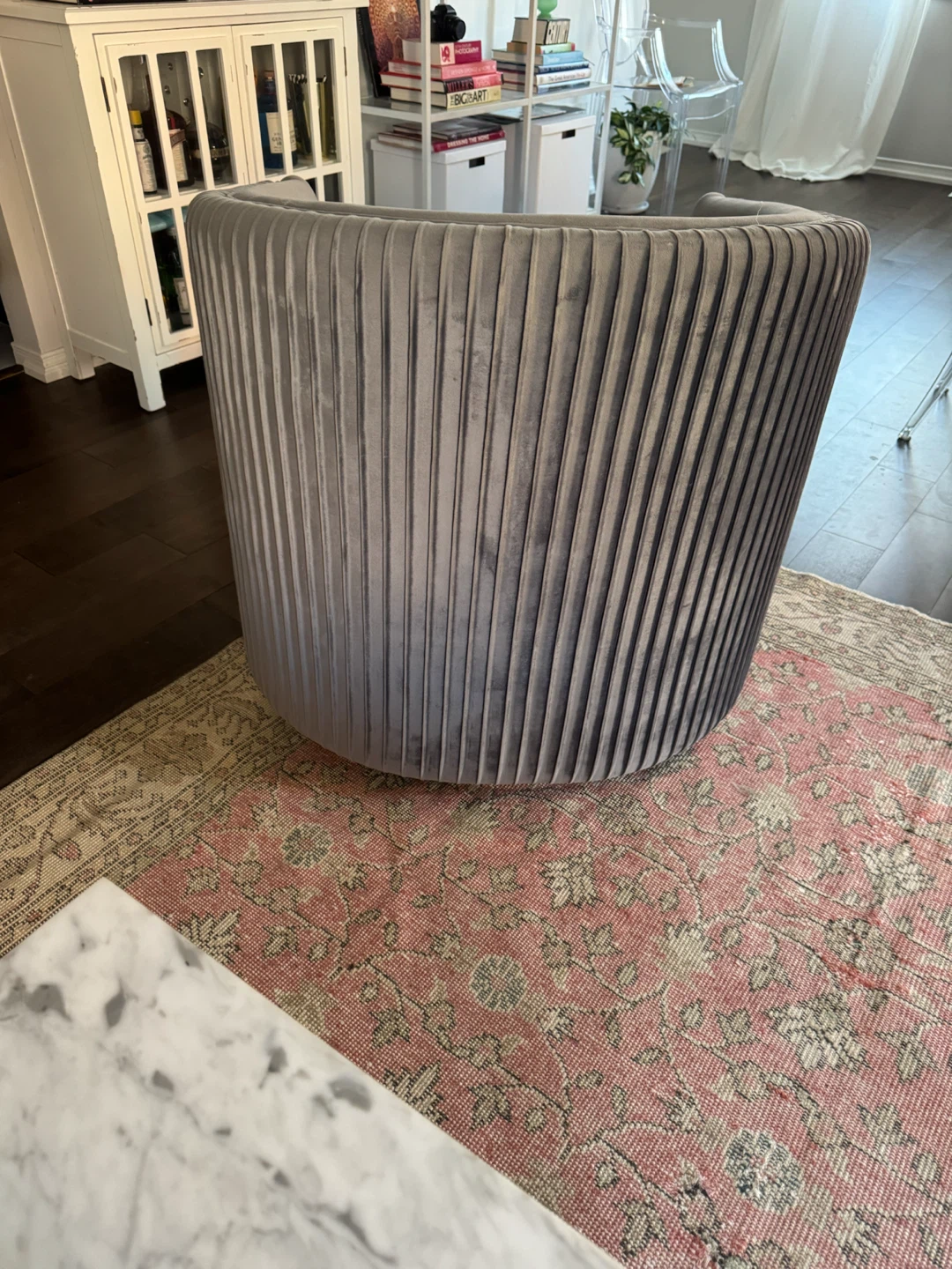 Grey Velvet Barrel Chair - photo 3