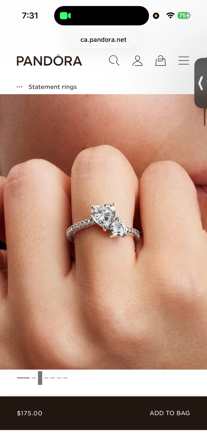 Pandora Sparkling Heart Ring