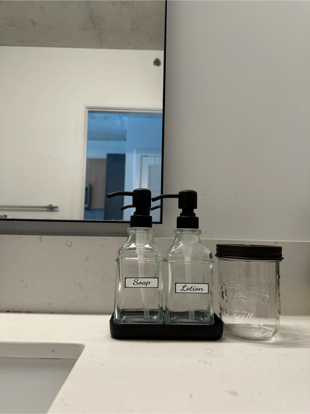 Glass Soap and Lotion Dispenser Set with Mason Jar