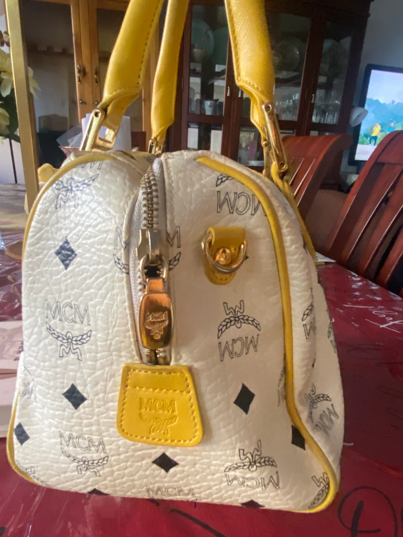 MCM Boston Bag - White/Yellow Monogram - photo 2