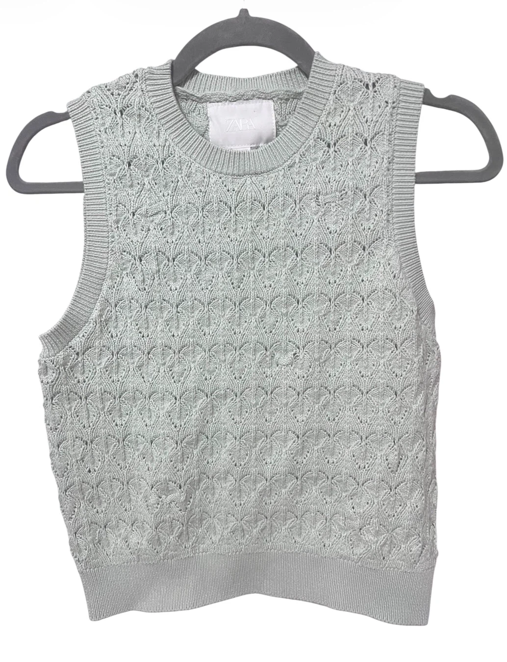 ZARA Knit Sweater Vest – Pastel Green | Size 13–14Y| Like New