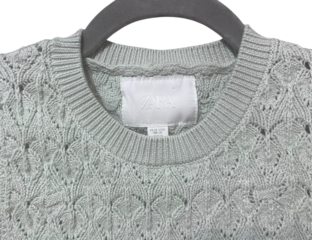 ZARA Knit Sweater Vest – Pastel Green | Size 13–14Y| Like New - photo 2