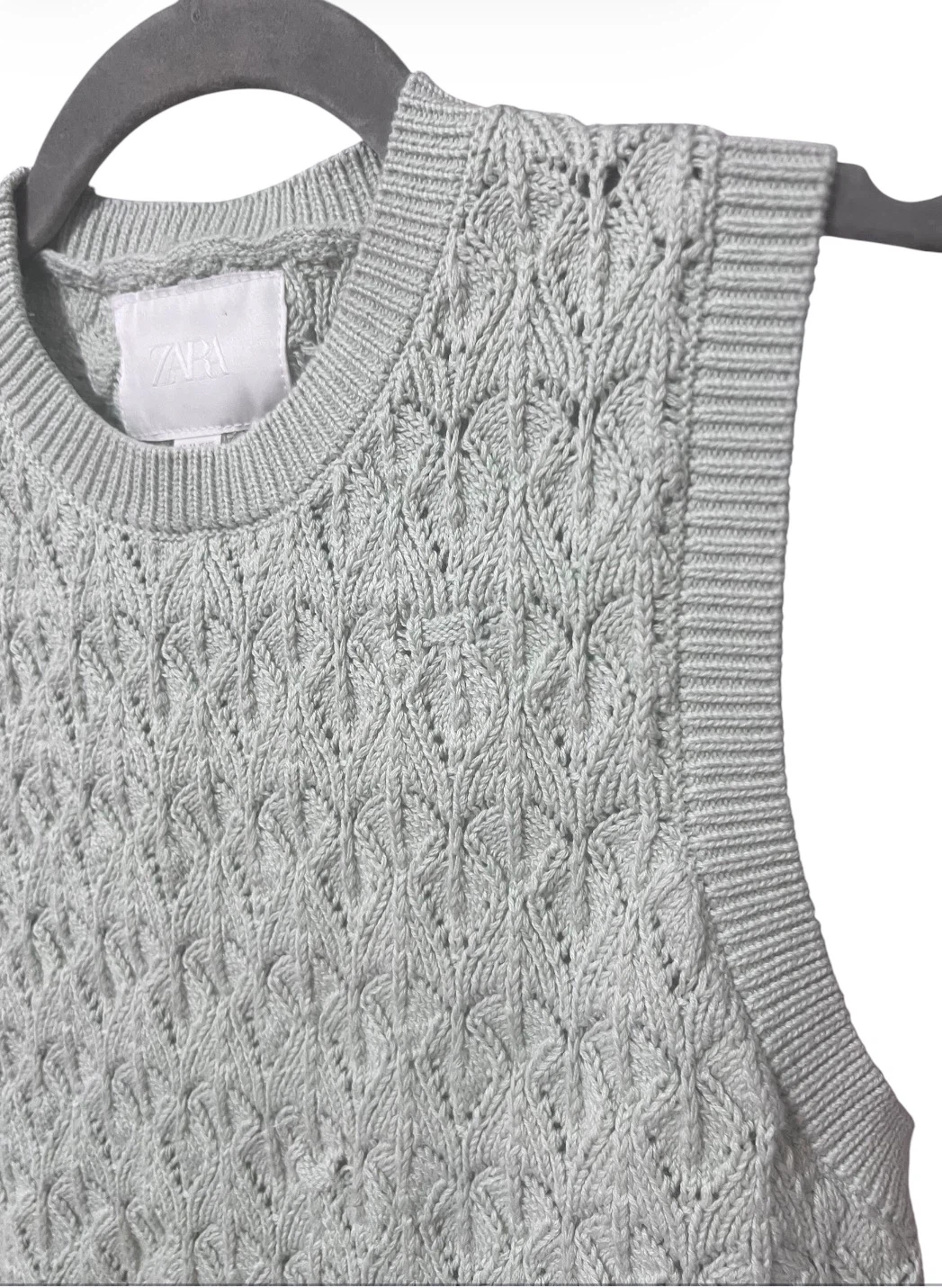 ZARA Knit Sweater Vest – Pastel Green | Size 13–14Y| Like New - photo 3
