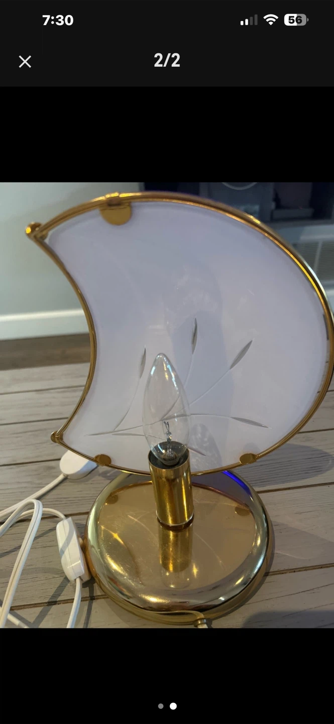 Vintage Crescent Moon Lamp with Gold Accents - photo 2