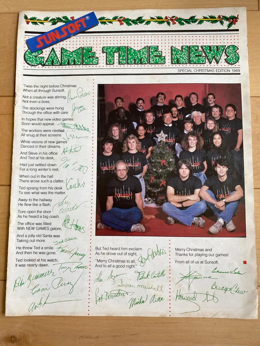 Sunsoft Game Time News Signed Special XMas Edition 1989 Magazine