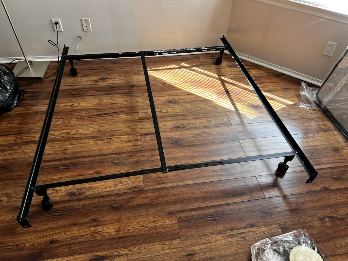 Metal Bed Frame with Wheels