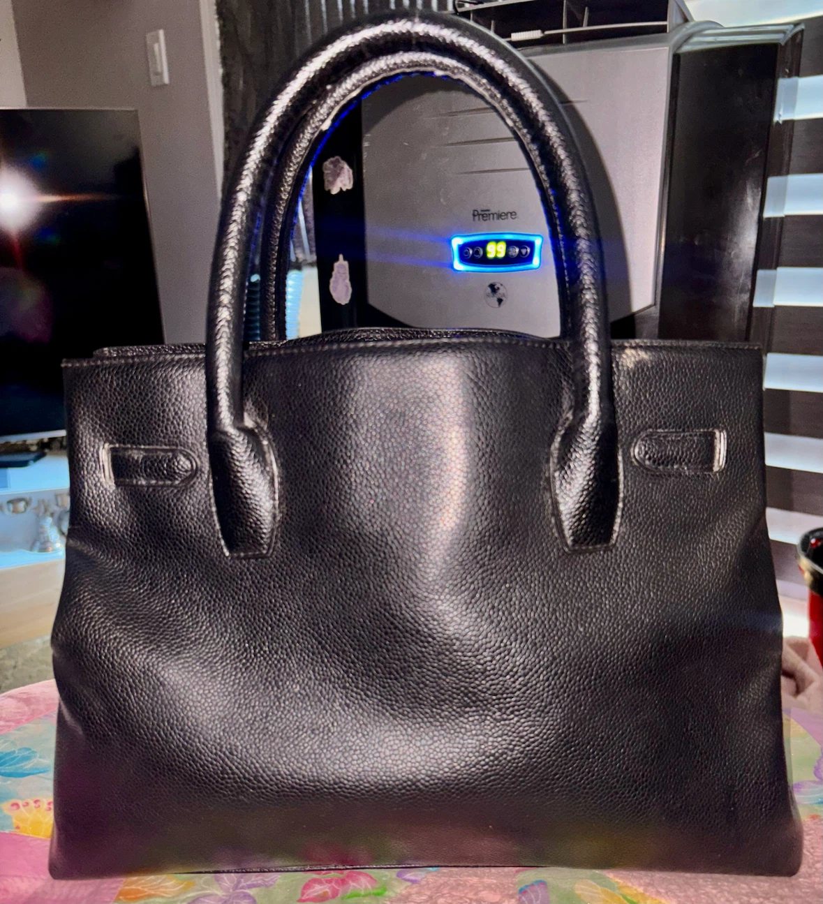 Hèrmès Black Leather Tote Bag with Lock - photo 2