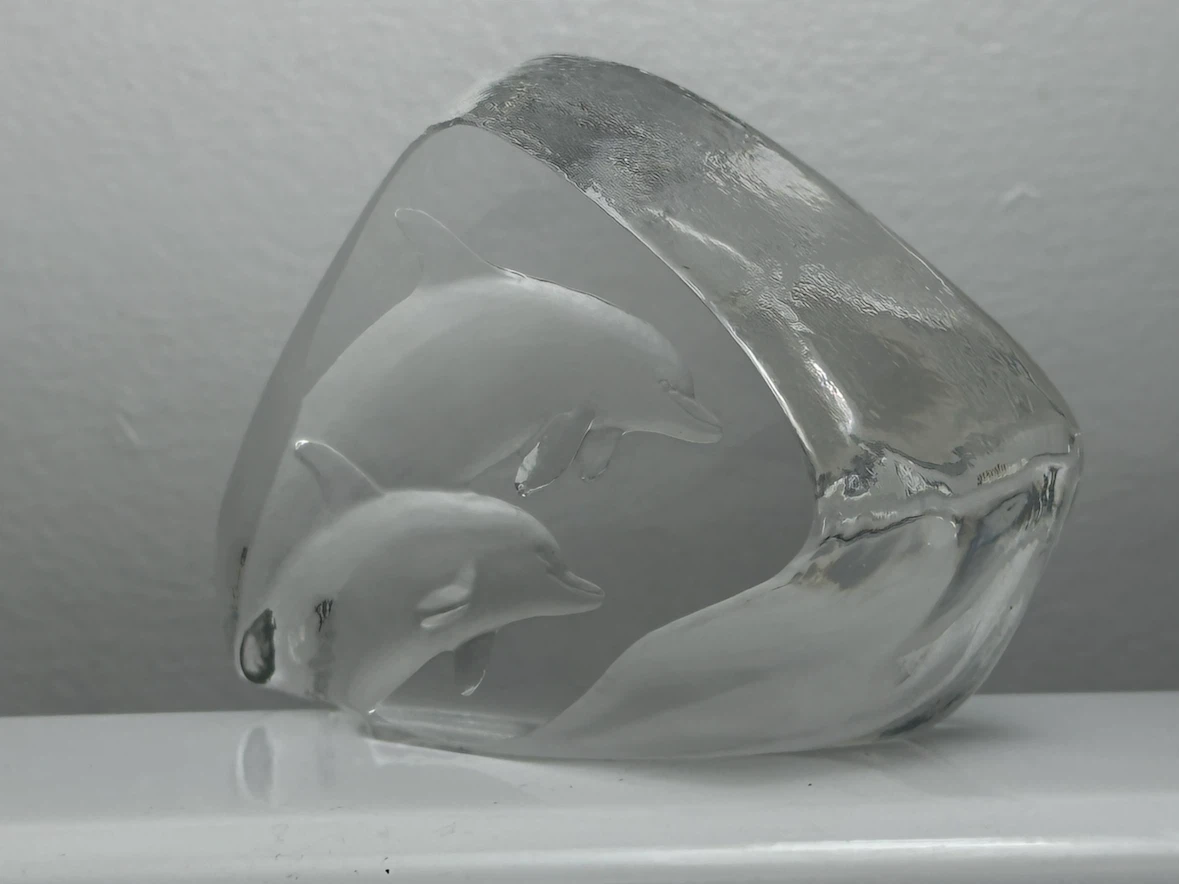 Mats Jonasson Crystal Dolphin Paperweight  3576 - photo 2