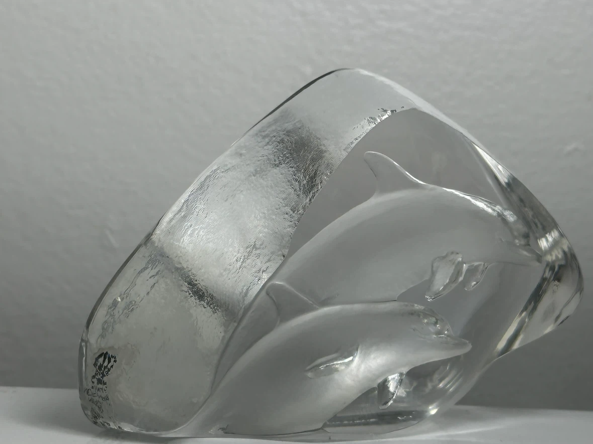 Mats Jonasson Crystal Dolphin Paperweight  3576 - photo 3