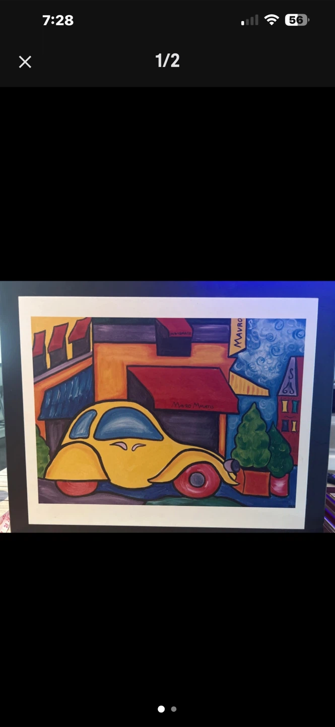 Marvo MMatias Original Art Print - Yellow Car