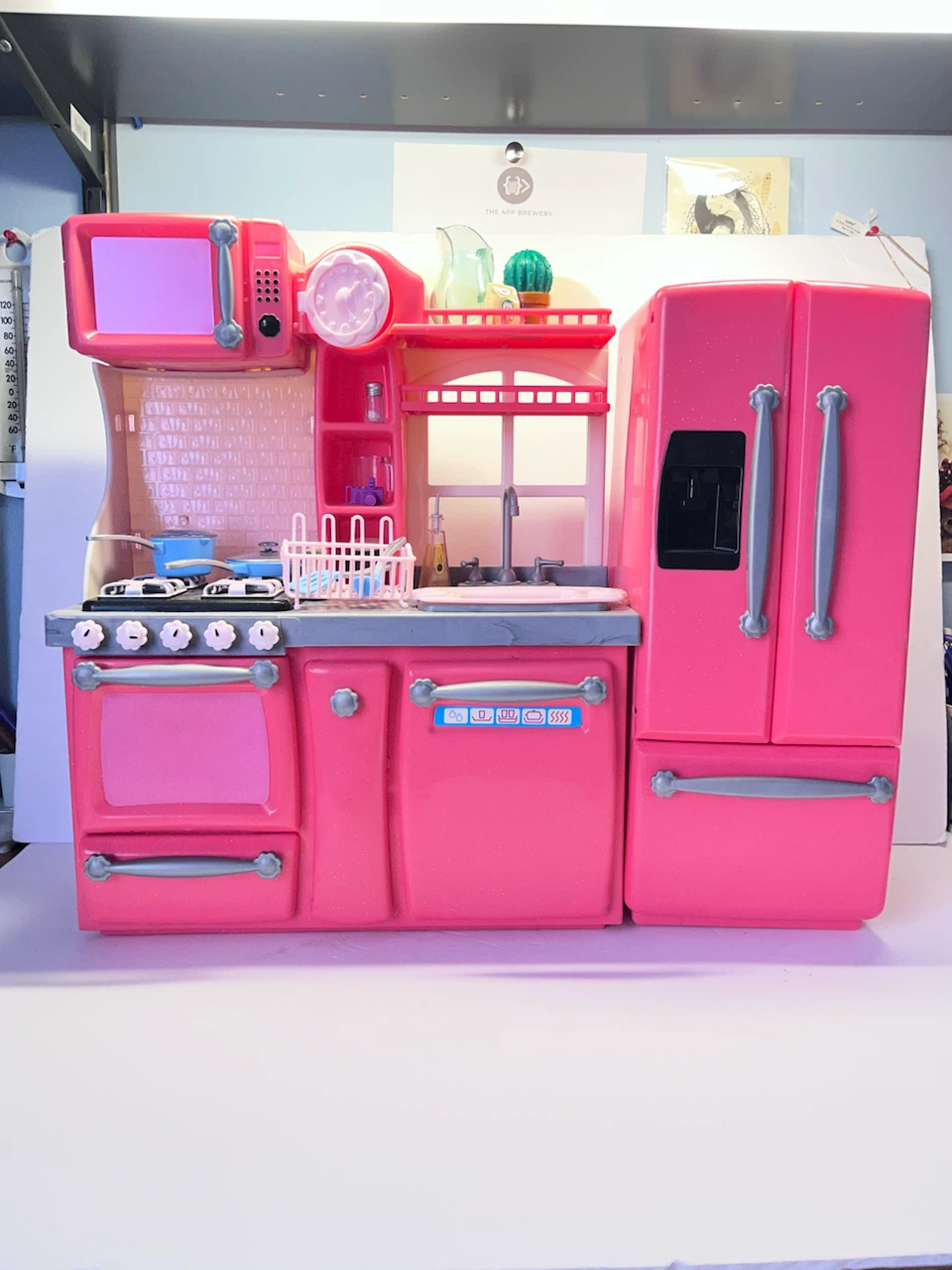 Our Generation Doll pink Kitchen and Fridge