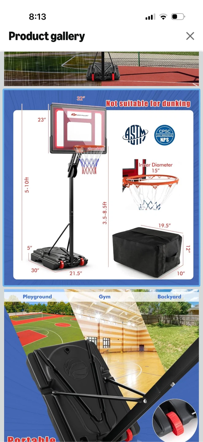 GO PLUS Portable Basketball Hoop System