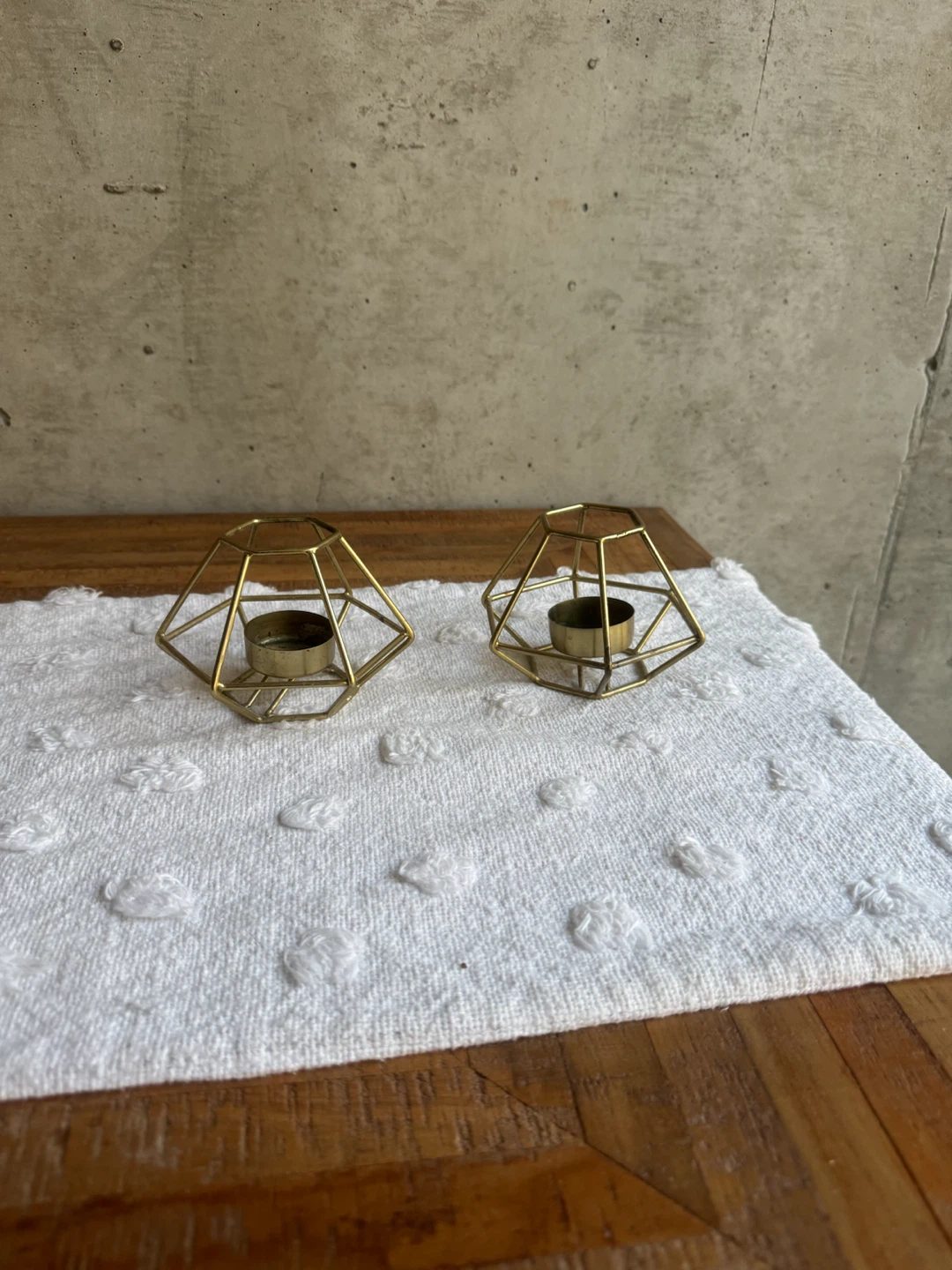 Geometric Gold Tea Light Candle Holders