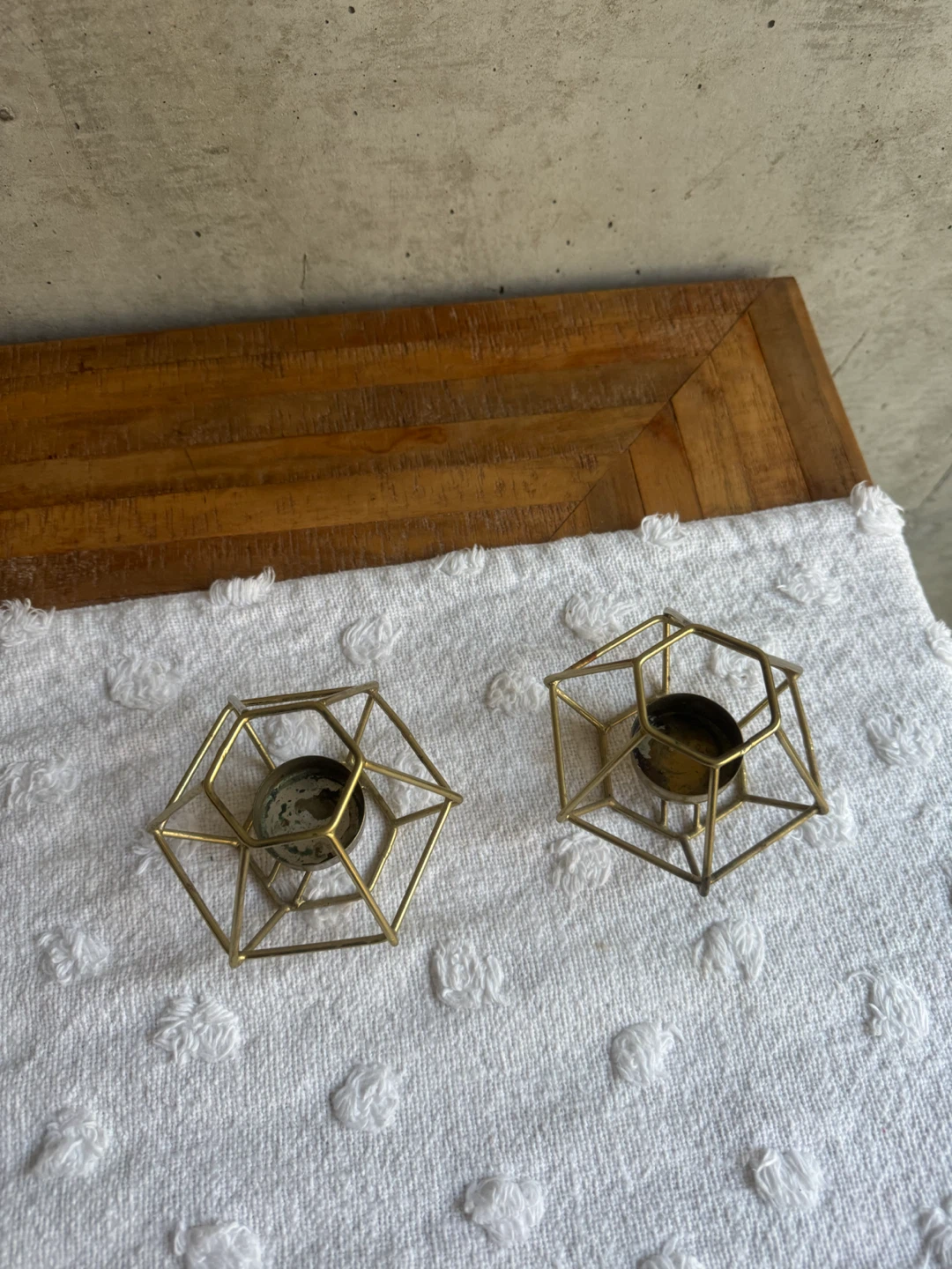 Geometric Gold Tea Light Candle Holders - photo 2