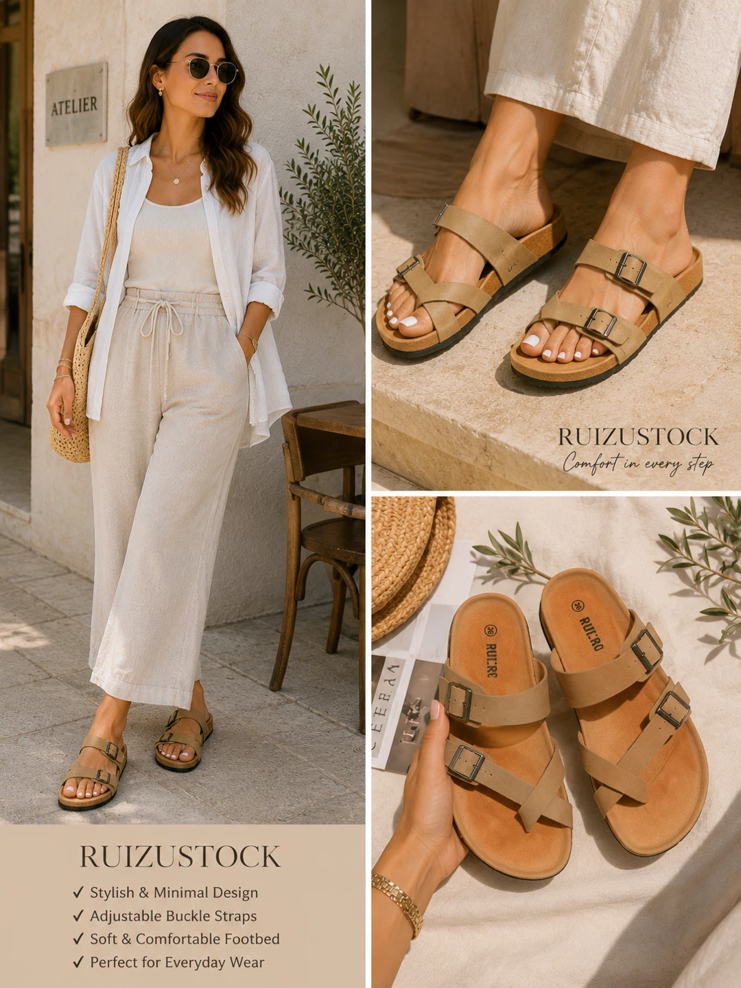 Ruizustock Comfort Sandals – Sand Beige