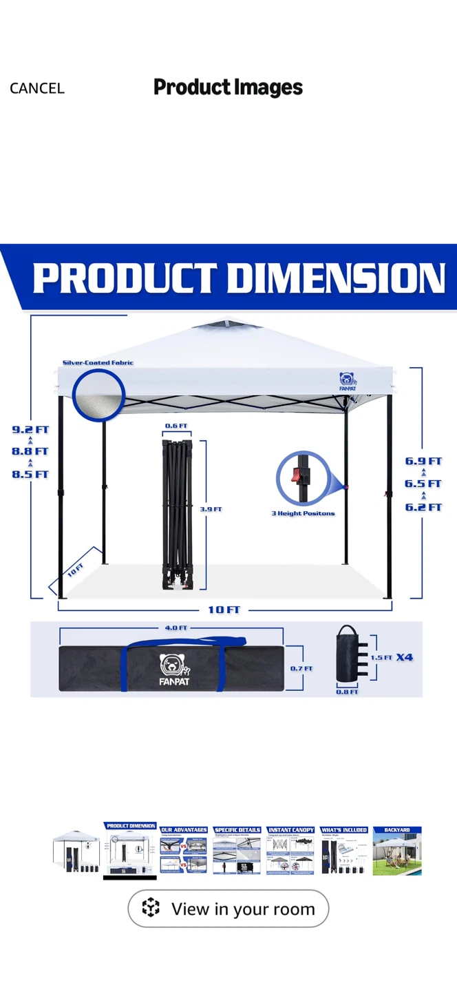 10x10 Pop Up Canopy Tent – White (Complete Set)