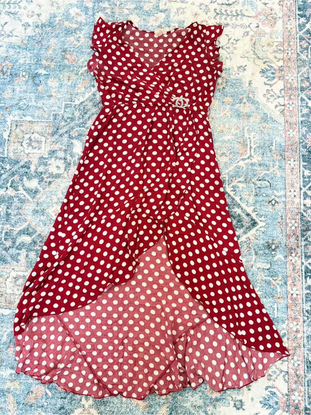 Red Polka Dot Wrap Maxi Dress - photo 3