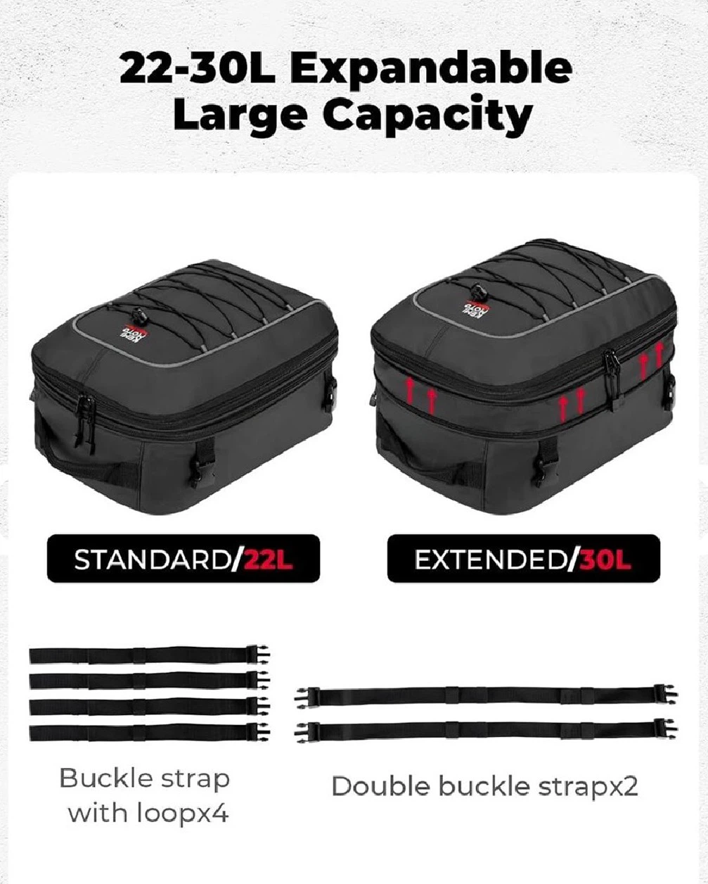 KEMIMOTO Motorcycle Tail Bag 22-30L Expandable - photo 2