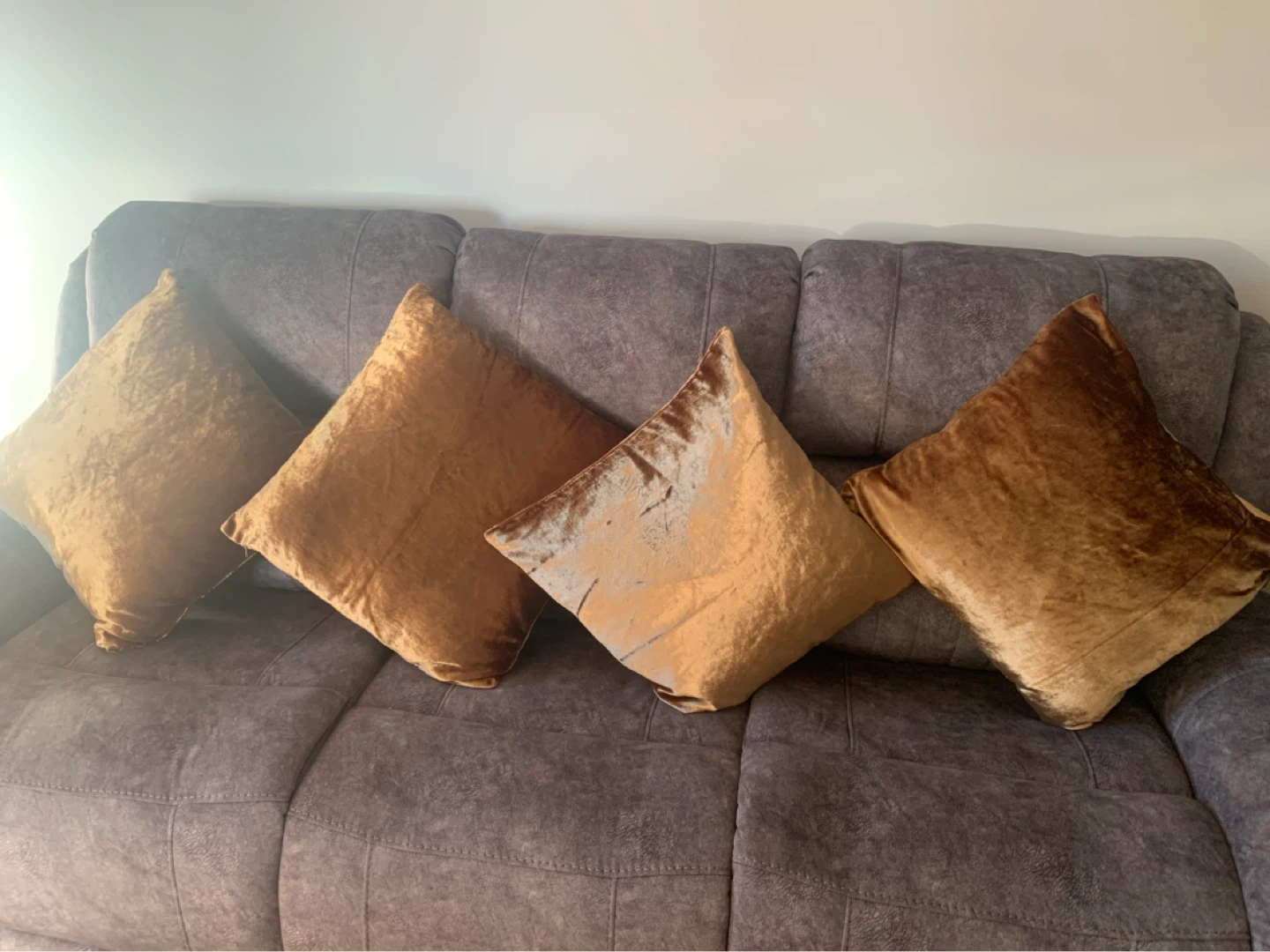 Set of 4 Gold Velvet Throw Pillows