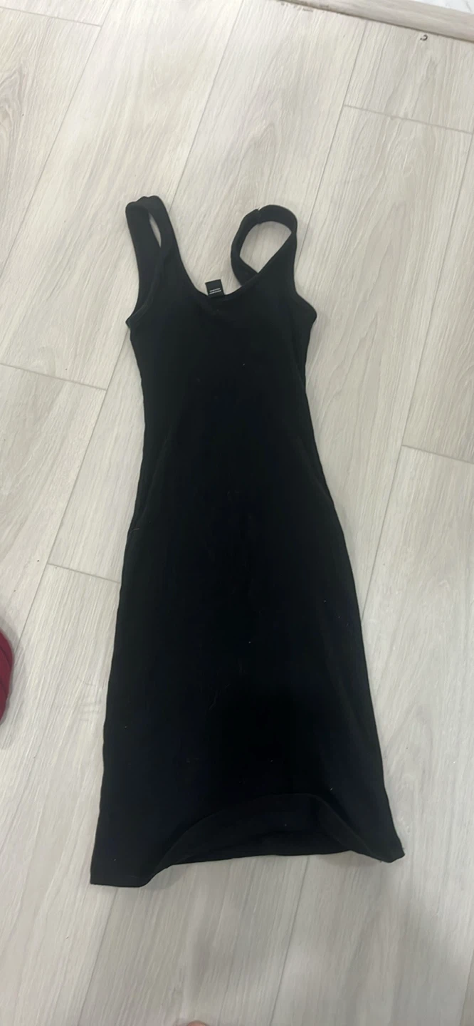 Black Ribbed body con Tank Dress