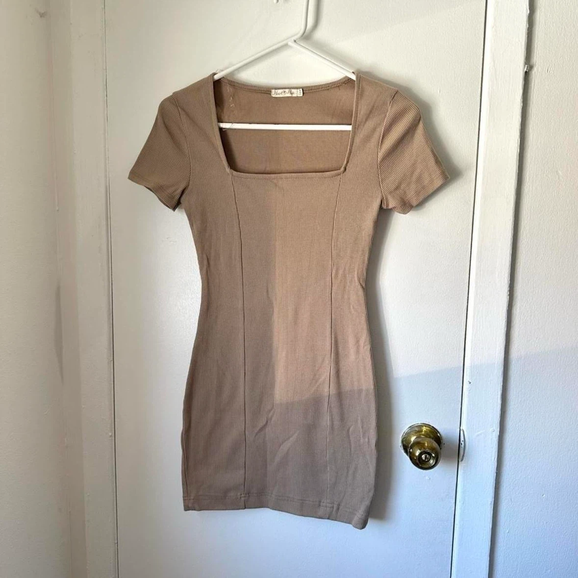 Heart & Hips Ribbed Square Neck Mini Dress