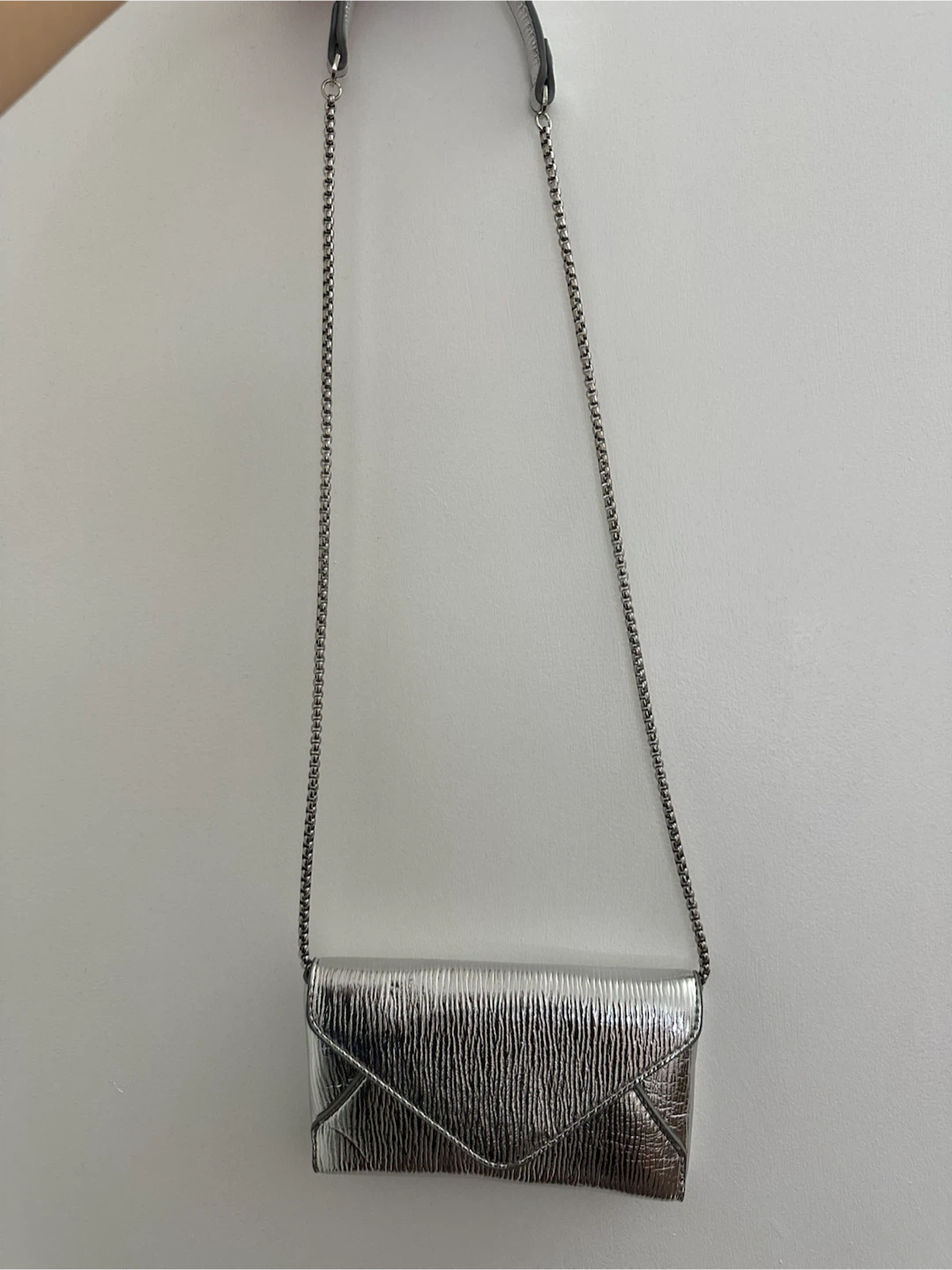 Zara Silver Envelope Clutch with Chain