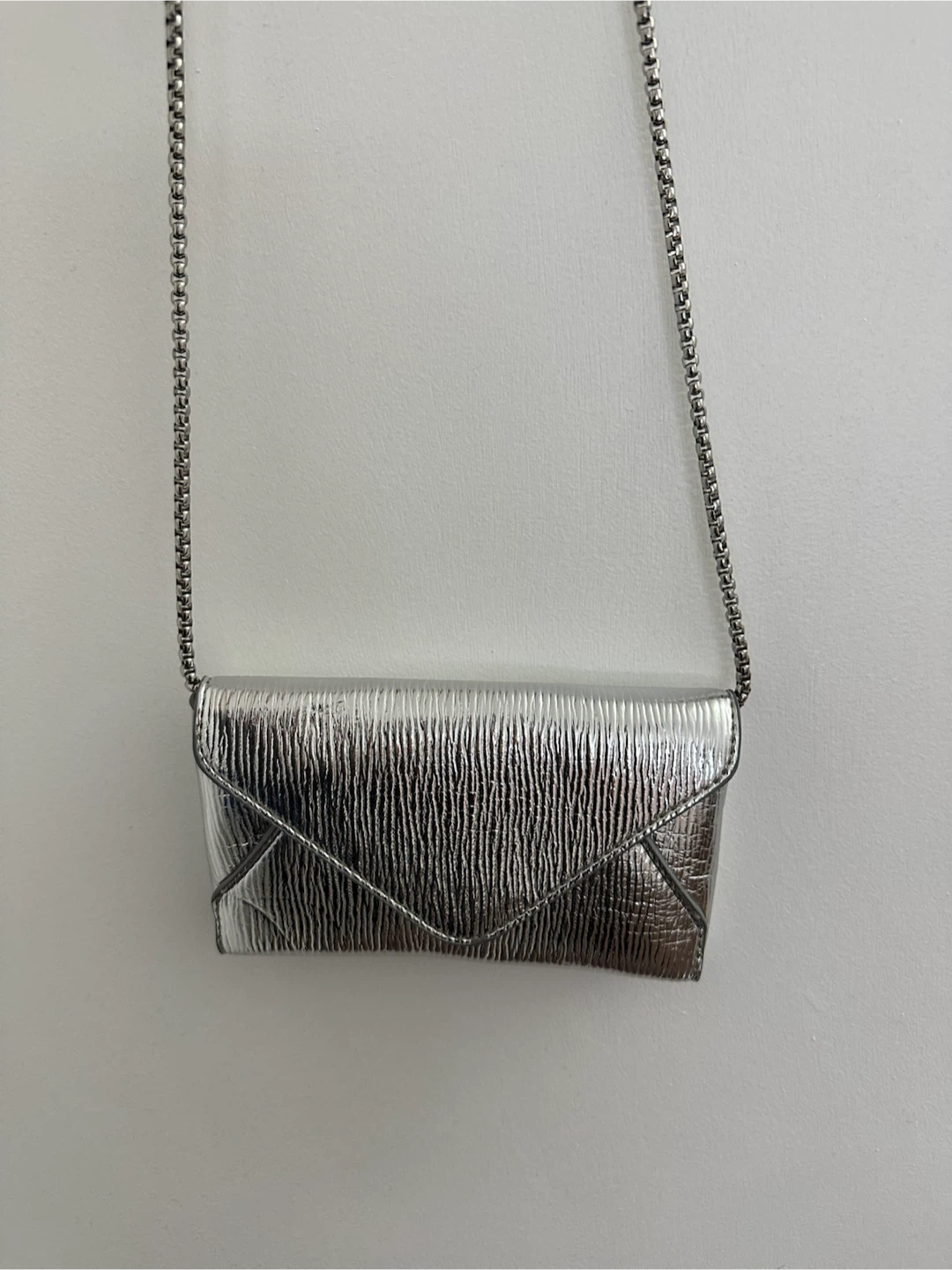 Zara Silver Envelope Clutch with Chain - photo 2