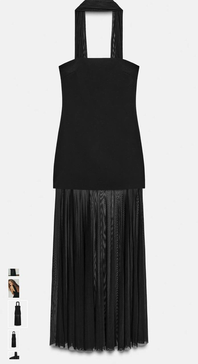 ZARA Black Evening Dress with Sheer Mesh Skirt – Size XXL - photo 5