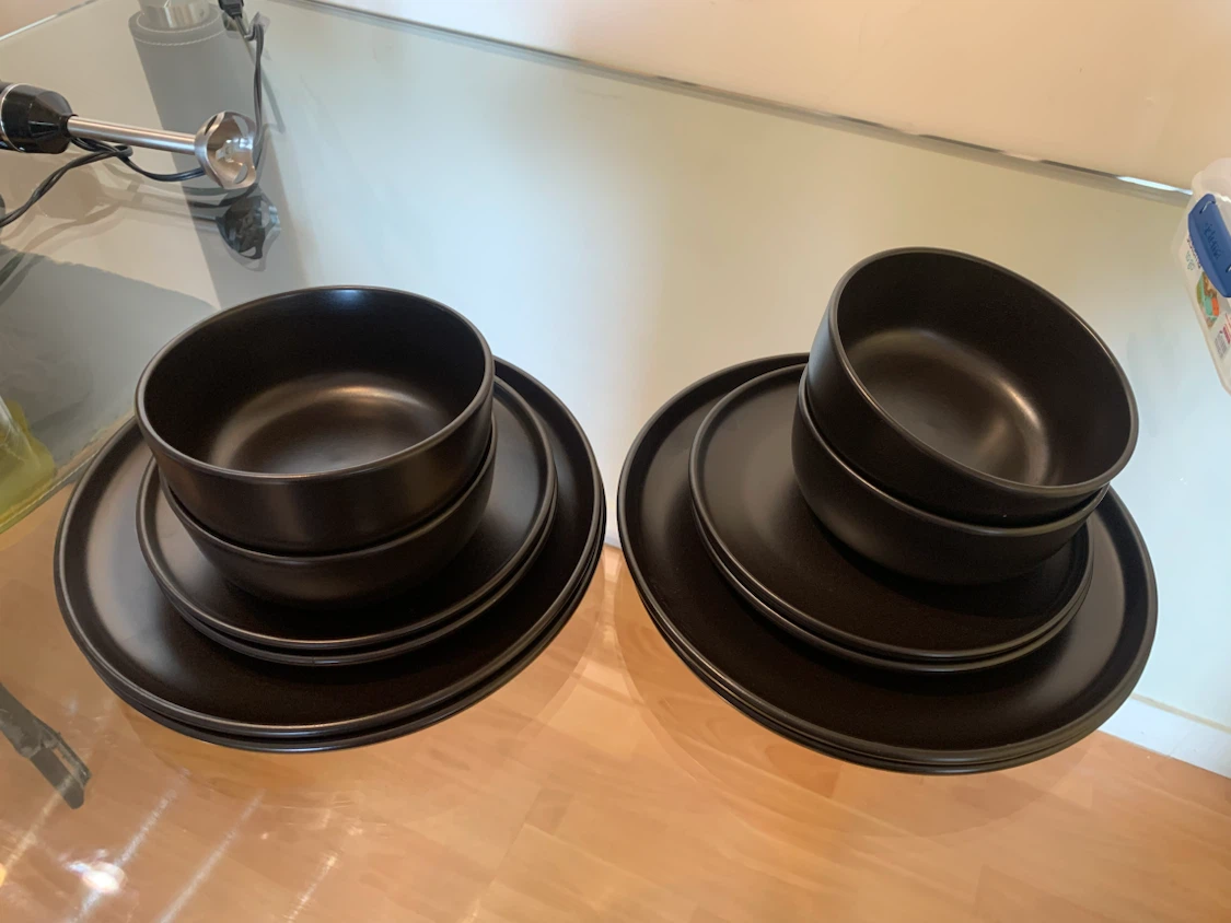 Black Dinnerware Set - Plates and Bowls
