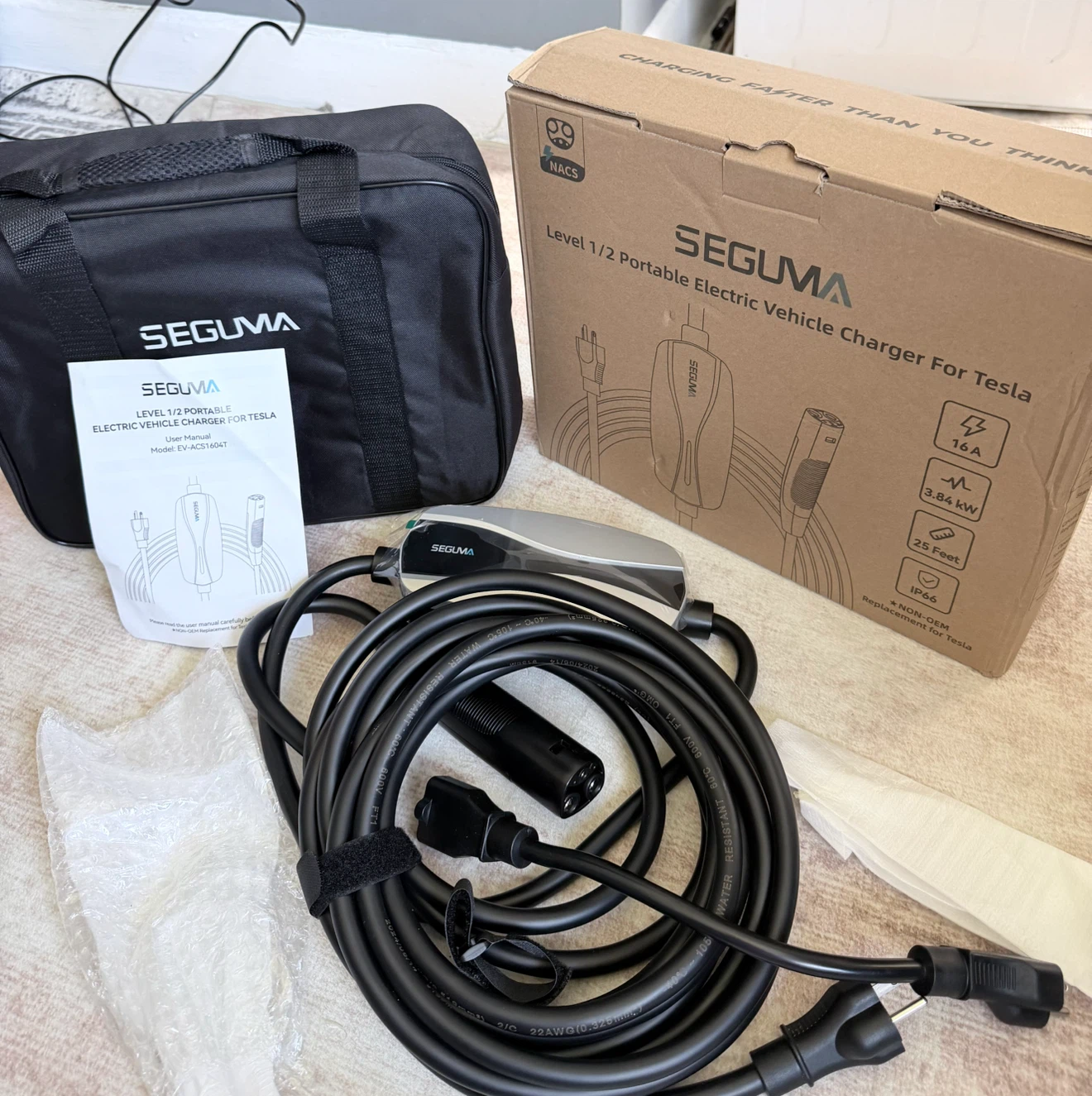 SEGUMA Level 1/2 Portable EV Charger - 16 Amp