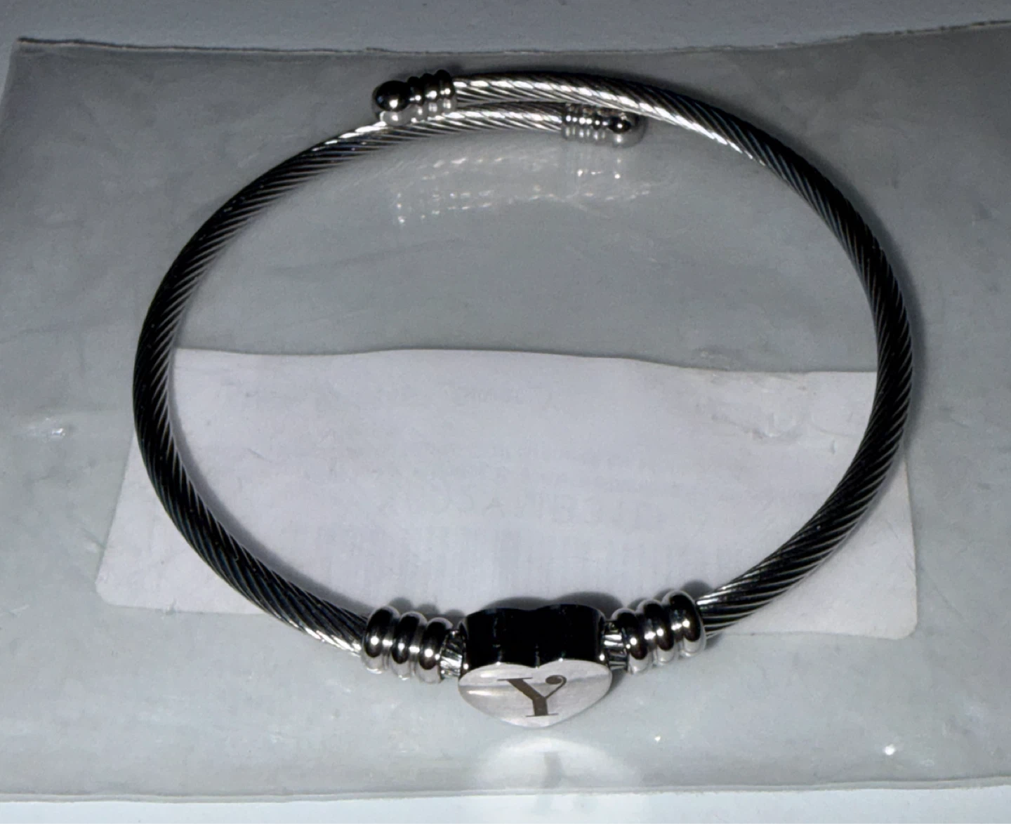 New “Y” Letter Heart Charm Stainless Steel Bracelet - photo 4