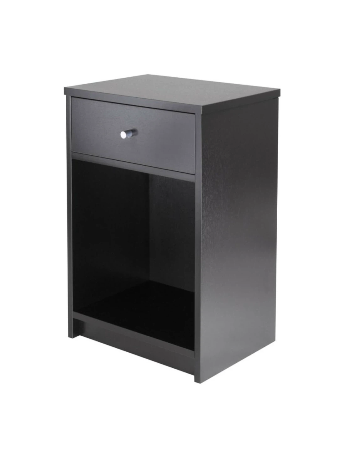 Black Nightstand with Drawer and Shelf - photo 3