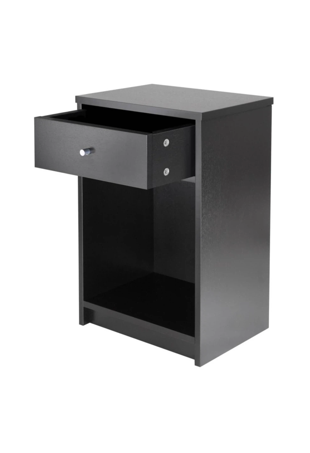 Black Nightstand with Drawer and Shelf - photo 4