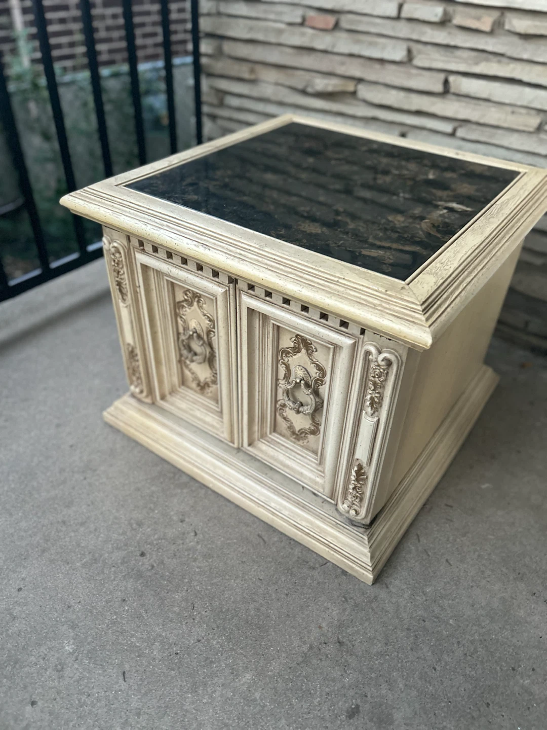 Vintage End Table with Marble Top