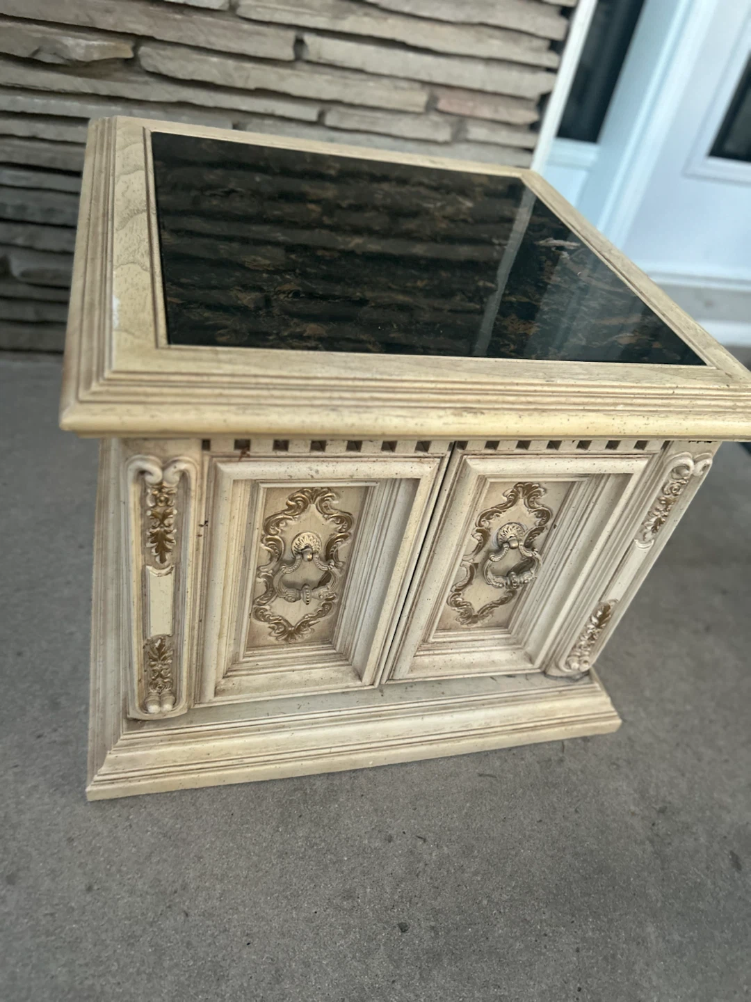 Vintage End Table with Marble Top - photo 2