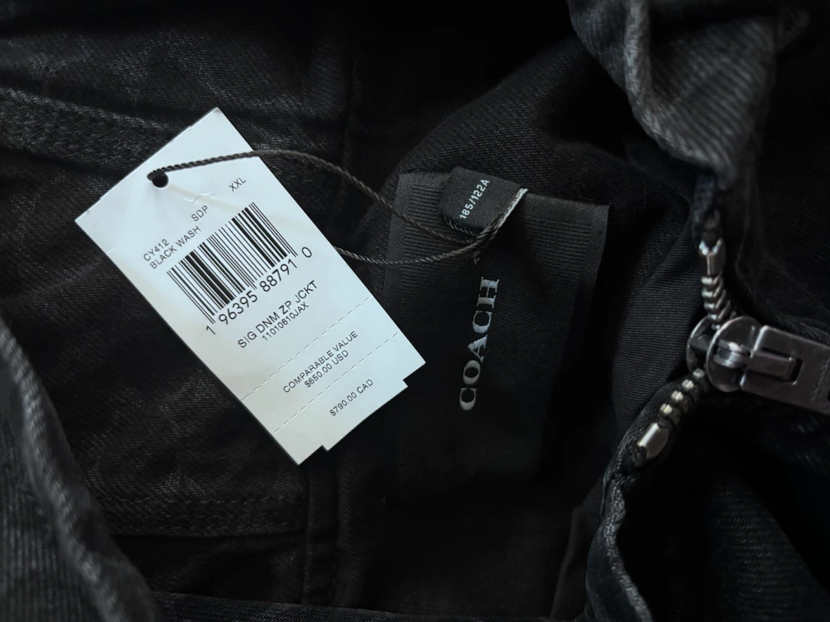 Coach Signature Denim Zip Hoodie Jacket XXL Black Wash - photo 4