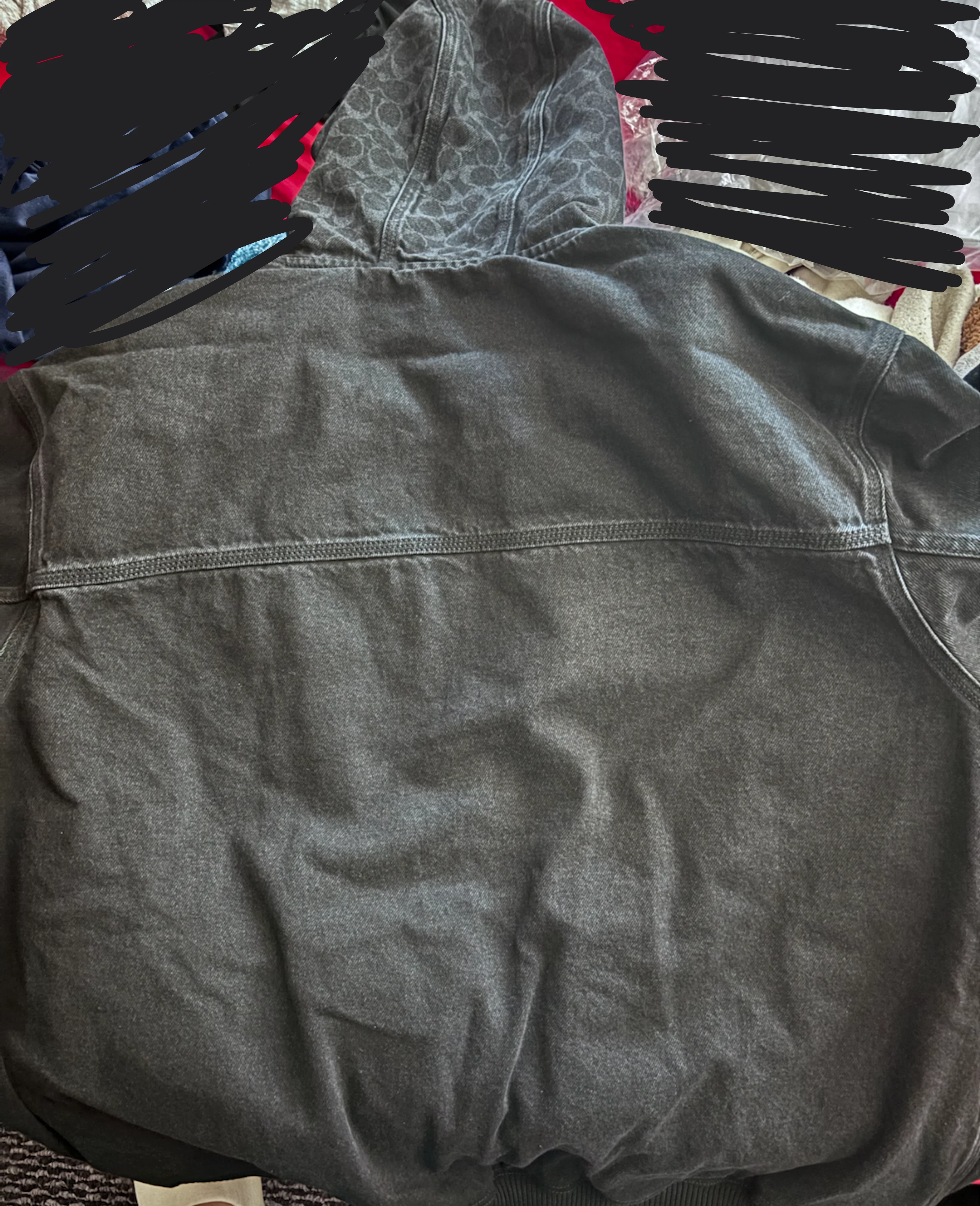 Coach Signature Denim Zip Hoodie Jacket XXL Black Wash - photo 2