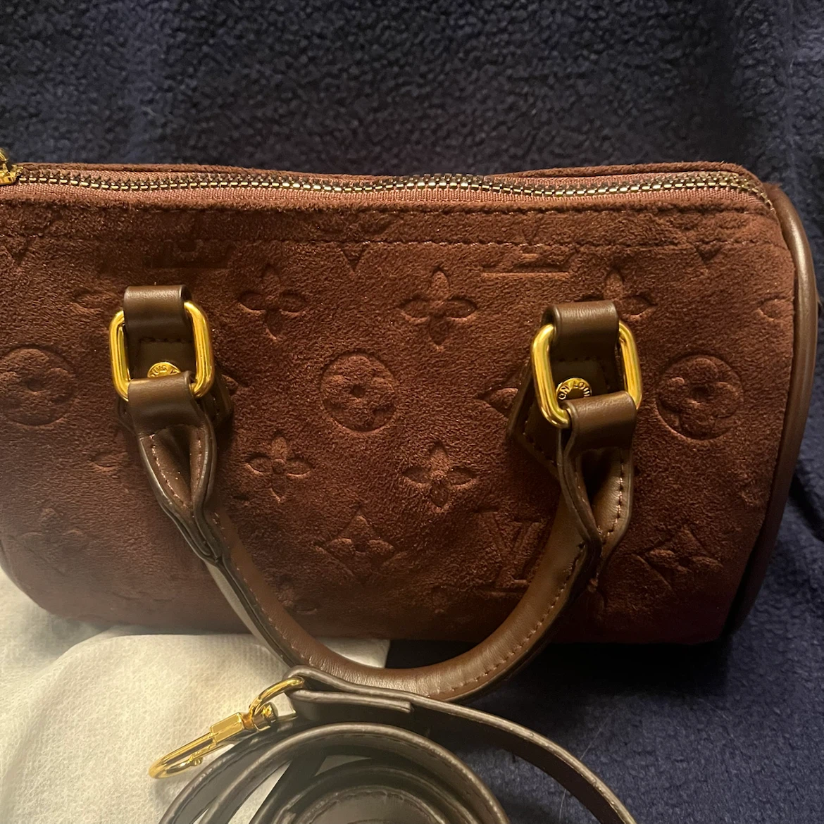 Speedy Bandouliere Brown Suede Handbag